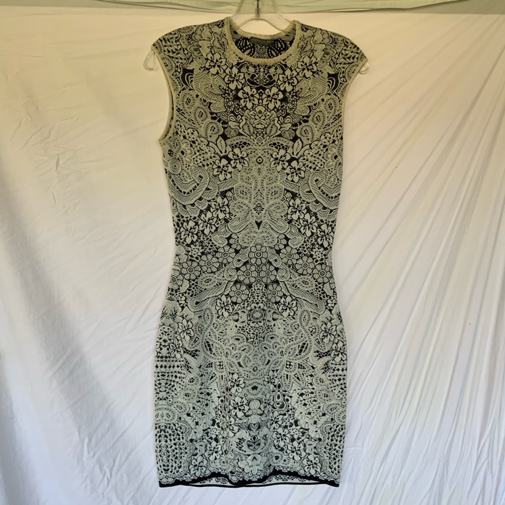 Alexander McQueen black and white knit dress. 2013 collection. Italy. XS
